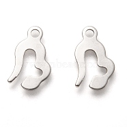 201 Stainless Steel Charms, Laser Cut, Heart, Stainless Steel Color, 13x8.5x0.5mm, Hole: 1.6mm(STAS-C017-11P)