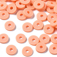 Handmade Polymer Clay Beads, Disc/Flat Round, Heishi Beads, Light Salmon, 6x1mm, Hole: 2mm, about 23500pcs/1000g(CLAY-R067-6.0mm-B13)