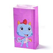 Kraft Paper Bags, No Handle, Wrapped Treat Bag for Birthdays, Baby Showers, Rectangle with Dinosaur Pattern, Magenta, 8x13x24.2cm(CARB-D011-04A)