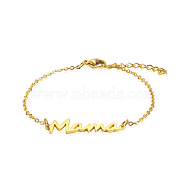 Simple Stainless Steel Mama Link Chain Bracelets for Mother's Day, Golden, show in picture(QW8429-11)