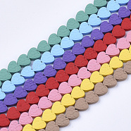 Spray Painted Non-magnetic Synthetic Hematite Beads Strands, Heart, Mixed Color, 6x6x2.5mm, Hole: 0.7mm, about 72pcs/strand, 15.94 inch(40.5cm)(G-T124-34A)