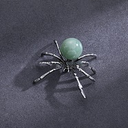 Natural Green Aventurine Halloween Home Party Decorations, Spider, 40x47mm(PW-WG79695-04)