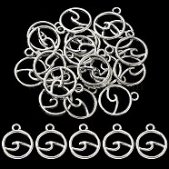 20Pcs Tibetan Style Alloy Charms, Flat Round, Cadmium Free & Lead Free, Antique Silver, 14.5x12x1.5mm, Hole: 1.6mm(TIBE-YW0001-28)