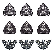 18Pcs 3 Style Halloween Printed Opaque Acrylic Pendants, Heart/Butterfly Charms, Mixed Patterns, 32.5~42.5x40.5~50.5x2.4~2.7mm, Hole: 1.6~1.8mm, 6pcs/style(SACR-SC0001-14)