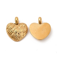 Ion Plating(IP) 304 Stainless Steel Pendants, Heart Charm, Real 14K Gold Plated, 15.5x13x5mm, Hole: 3mm(STAS-C070-14G)