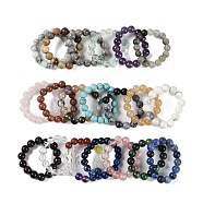 Round Natural & Synthetic Gemstone Beads Stretch Rings for Unisex, Inner Diameter: 18mm(G-C140-04)