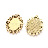 Zinc Alloy Pendant Settings for Cabochon & Rhinestone, DIY Findings for Jewelry Making, Oval, Antique Golden, Cadmium Free & Lead Free, 38x30x2mm, Hole: 2mm, Tray: 24x17mm(PALLOY-A15289-AG-LF)