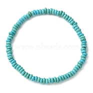 Synthetic Turquoise Flat Round Beaded Stretch Bracelets for Women, Inner Diameter: 2-3/8 inch(6cm)(BJEW-JB09717-07)