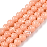 Drawbench Glass Beads Strands, Baking Painted, Dyed, Round, Light Salmon, 6~6.5mm, Hole: 1.5mm, about 135~140pcs/strand, 31.8 inch(DGLA-S115-6mm-L21-A)