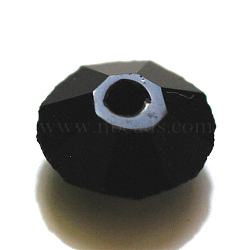 Imitation Austrian Crystal Beads, Grade AAA, Faceted, Flat Round, Black, 8x4mm, Hole: 0.9~1mm(SWAR-F061-4x8mm-23)