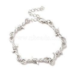 Alloy Thorns Link Chain Bracelet, Punk Barbed Wire Bracelet for Men Women, Platinum, 7-3/8 inch(18.8cm)(BJEW-C026-01P)