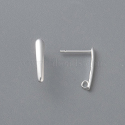 304 Stainless Steel Stud Earring Findings, with Loop, Silver, 15x3x1mm, Hole: 1.6mm, Pin: 0.8mm(X-STAS-H436-22S)