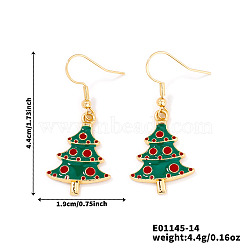 Christmas Theme Brass Dangle Earrings, Golden, Christmas Tree, 44x19mm(IP2522-14)