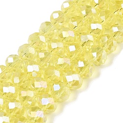 Electroplate Glass Beads Strands, AB Color Plated, Faceted, Rondelle, Champagne Yellow, 8x6mm, Hole: 1mm, about 64~65pcs/strand, 15.75~16.14 inch(40~41cm)(EGLA-A044-T8mm-B29)