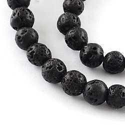 Natural Dyed Lava Rock Gemstone Round Bead Strands, Black, 6mm, Hole: 1mm, about 62pcs/strand, 15.7 inch(G-R293-03)