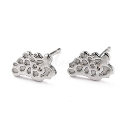 304 Stainless Steel Stud Earring Settings, Leaf, Stainless Steel Color, 8.5x12x1mm, Pin: 0.8mm(STAS-O146-04P)