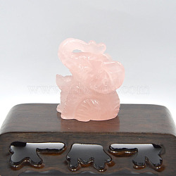 Natural Rose Quartz Carved Healing Elephant Figurines, Reiki Stones Statues for Energy Balancing Meditation Therapy, 35x40x50mm(ELEP-PW0001-55B)