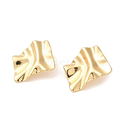 Twist Rectangle 304 Stainless Steel Stud Earrings for Women, Golden, 36x32.5mm(EJEW-U003-10G)