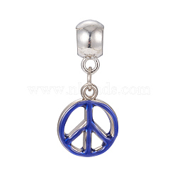 CCB Plastic Enamel Pendants, Peace Sign, Platinum, 35mm, Hole: 6mm(CCB-G013-01P)