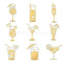 Nickel Decoration Stickers, Metal Resin Filler, Epoxy Resin & UV Resin Craft Filling Material, Golden, Martinis, 40x40mm, 9pcs/set(DIY-WH0450-143)