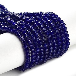 Baking Painted Imitation Jade Glass Bead Strands, Faceted Rondelle, Midnight Blue, 3x2mm, Hole: 0.8mm, about 145~150pcs/strand, 34~35cm(DGLA-A034-J2MM-A33)