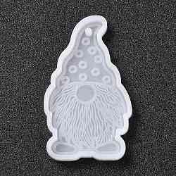 Easter Theme DIY Pendant Silicone Mold, Resin Casting Molds, for UV Resin, Epoxy Resin Jewelry Making, Dwarfs, White, 67x41x6mm, Hole: 2.5mm(DIY-F093-02)