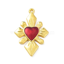 Alloy Enamel Pendants, Golden, Heart Charm, Golden, 40x26x3mm, Hole: 1.8mm(ENAM-P252-07G)