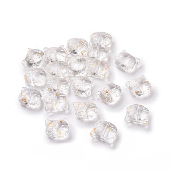 Glass Beads, for Jewelry Making, Cat, Clear, 12.5x14x6.5mm, Hole: 1mm