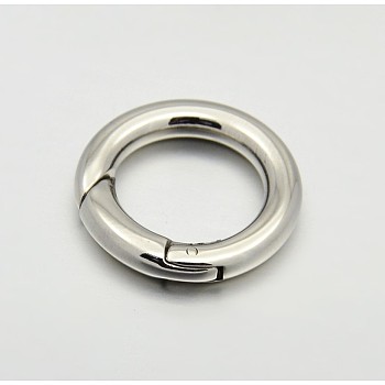 Ring Smooth 304 Stainless Steel Spring Gate Rings, O Rings, Snap Clasps, Stainless Steel Color, 9 Gauge, 15x3mm