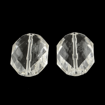 Faceted Hexagon Transparent Acrylic Beads, Clear, 25x18.5x8mm, Hole: 2mm, about 183pcs/500g