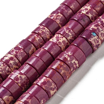 Synthetic Imperial Jasper Dyed Beads Strands, Disc, Heishi Beads, Medium Violet Red, 6~6.5x3~3.5mm, Hole: 1.2mm, about 107pcs/strand, 14.88''~14.96''(37.8~38cm)