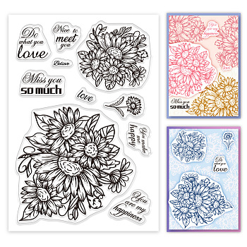 Custom PVC Plastic Clear Stamps, for DIY Scrapbooking, Photo Album Decorative, Cards Making, Flower, 160x110x3mm