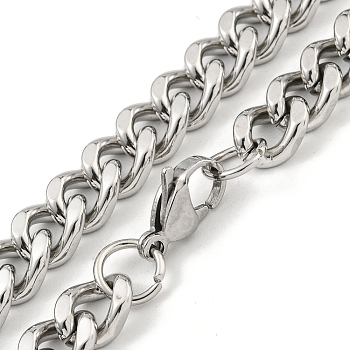 Non-Tarnish 201 Stainless Steel Cuban Link Chain Necklaces for Women and Men, Stainless Steel Color, 23.66 inch(60.1cm)