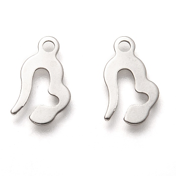 201 Stainless Steel Charms, Laser Cut, Heart, Stainless Steel Color, 13x8.5x0.5mm, Hole: 1.6mm