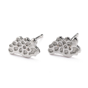 304 Stainless Steel Stud Earring Settings, Leaf, Stainless Steel Color, 8.5x12x1mm, Pin: 0.8mm