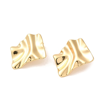 Twist Rectangle 304 Stainless Steel Stud Earrings for Women, Golden, 36x32.5mm