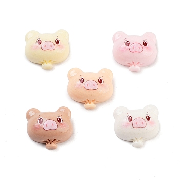 Opaque Resin Decoden Cabochons, Pig Balloon, Mixed Color, 13.5x11.5x6mm