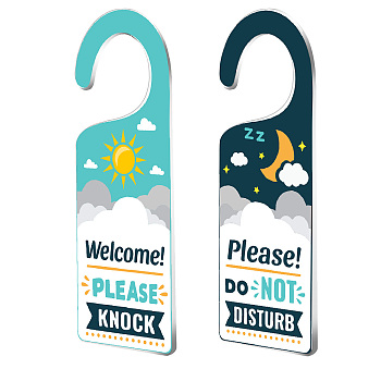 Acrylic Notice Door Hanger Sign, Public Warning Sign, Please Wash Your Hands, Sun, 240x90x5mm, 2pcs/set