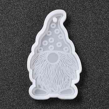 Easter Theme DIY Pendant Silicone Mold, Resin Casting Molds, for UV Resin, Epoxy Resin Jewelry Making, Dwarfs, White, 67x41x6mm, Hole: 2.5mm