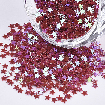 Ornament Accessories, PVC Plastic Paillette/Sequins Beads, AB Color Plated, Star, Dark Red, 2.6x2.7x0.4mm, about 410000pcs/500g