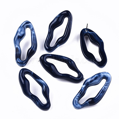 Dark Blue Nuggets Resin Stud Earrings