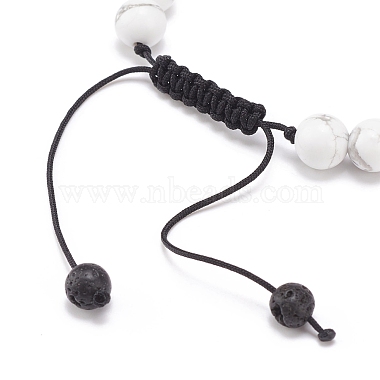 Natural Howlite & Mixed Stone Round Braided Bead Bracelet for Women(BJEW-JB08385-02)-5