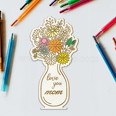 Wood Flower Bouquet Greeting Card(AJEW-WH0441-008)-3