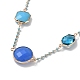 Blue Glass Flat Round Pendant Necklace with Brass Chains(NJEW-A015-17KCG)-2