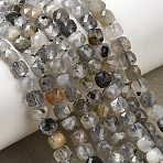 Natural Labradorite Beads Strands, Cube, Faceted, 5x5x5mm, Hole: 1mm, about 83pcs/strand, 15.16''(38.5cm)(G-D358-A01)