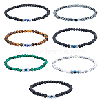 7Pcs 7 Style Natural Mixed Gemstone Round & Plastic Evil Eye Beaded Stretch Bracelets Set, Stackable Bracelets, Inner Diameter: 2-1/8~2-1/2 inch(5.3~6.29cm), 1Pc/style(NJEW-FI0001-15)