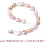 2 Strands Natural Cultured Freshwater Pearl Beads Strands, Two Sides Polished, Mixed Color, 8~12x8~9x5~9mm, Hole: 0.7mm, about 17~18pcs/strand, 6.69~7.09''(17~18cm)(PEAR-TA0001-31)