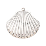 304 Stainless Steel Pendants, Shell Shape Charms, Stainless Steel Color, 33x32.5x3mm, Hole: 2.5mm(SA-CBA4160-03P)