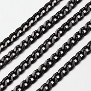 Oxidated in Black Aluminium Twisted Chains Curb Chains, Unwelded, Lead Free and Nickel Free, Size: about Chain: 12mm long, 7mm wide, 2mm thick(X-CHA-K1469-8)