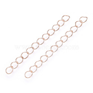 Iron Chain Extender, Curb Chains, Nickel Free, Rose Gold, 50mm, Link: 5~5.5x3.5~4x0.5mm(IFIN-T007-10RG-NF)